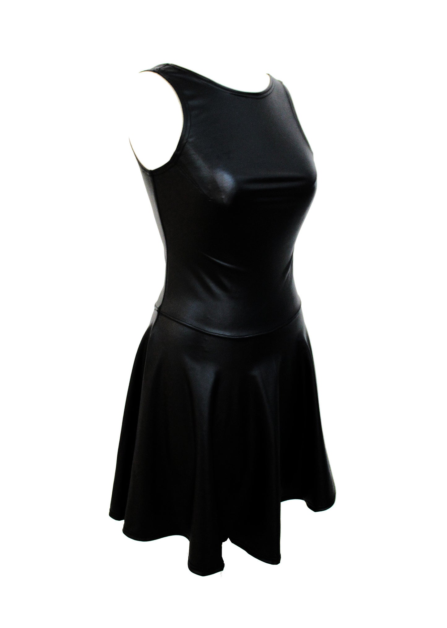 The Calipso black matte spandex skater dress