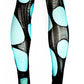 Double layered tattered & torn turquoise | Black fishnet tights