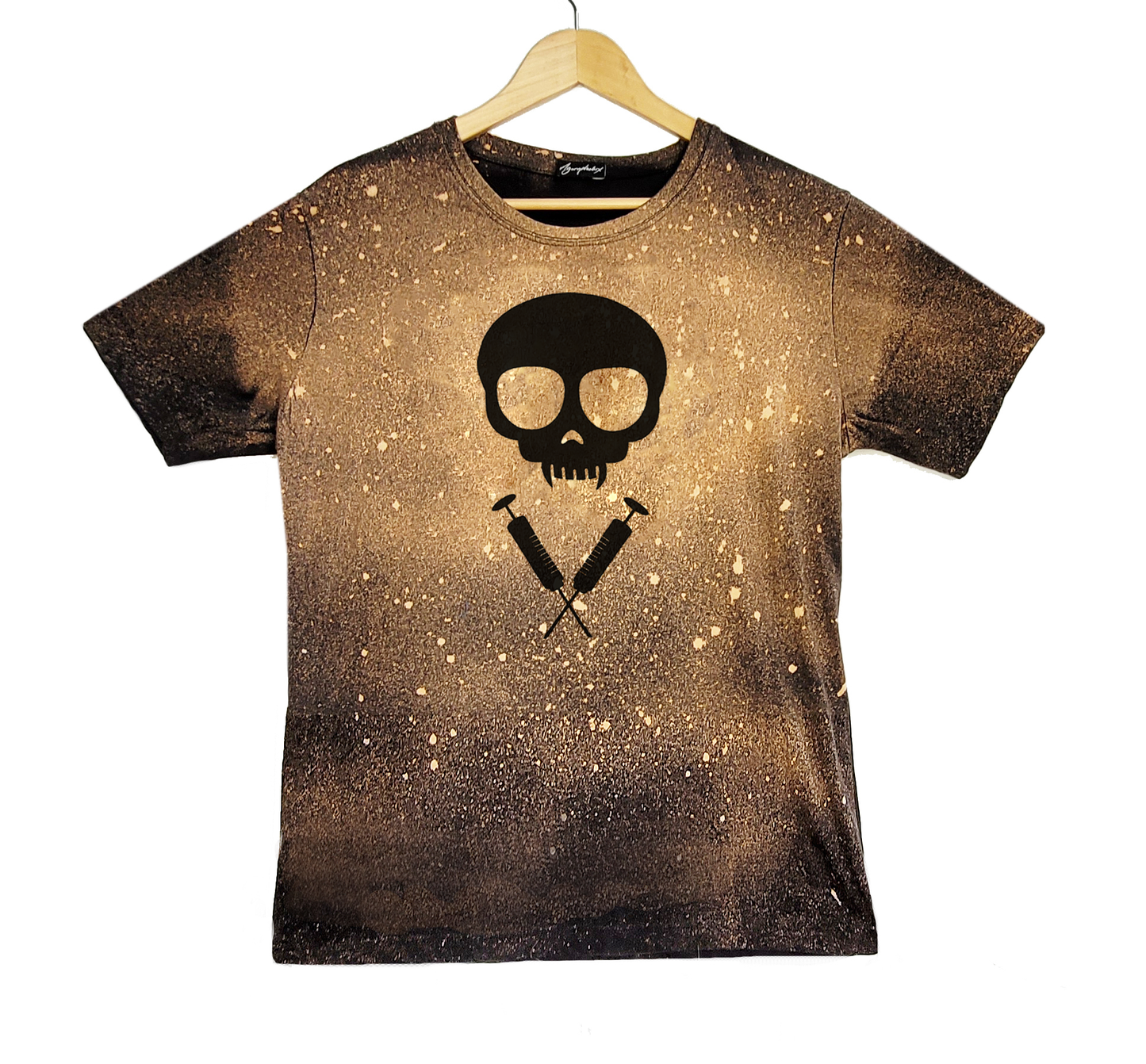 Vampire skull Bleached splatter T shirt