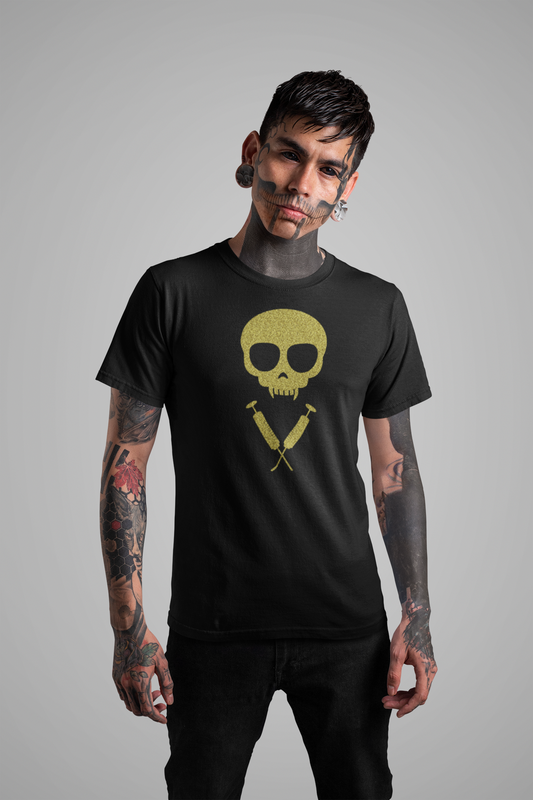 Unisex Glitter vampire skull print T shirt